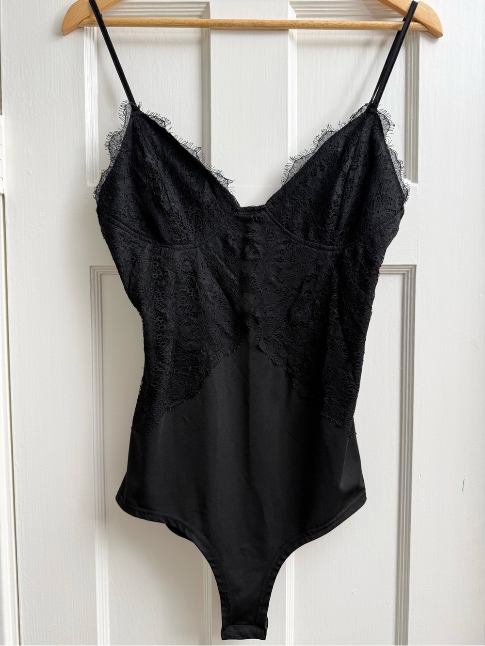Nasty Gal Black Lace Trim Bodysuit